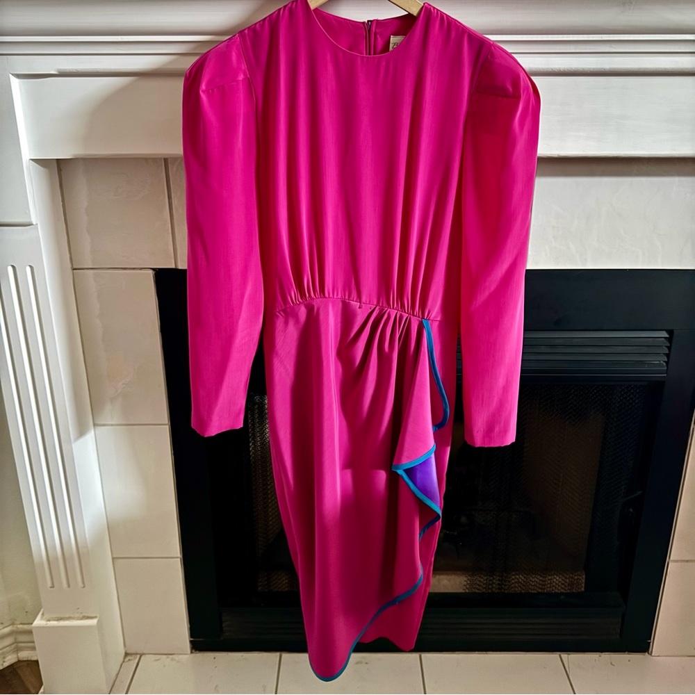 Vintage Brenner Petites Pink Long Sleeve Dress Size 4